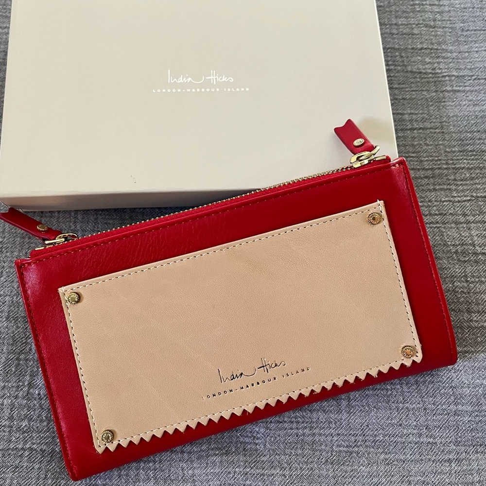 India Hicks "The Takeout" wallet in red Italian leather- Brand New in Box